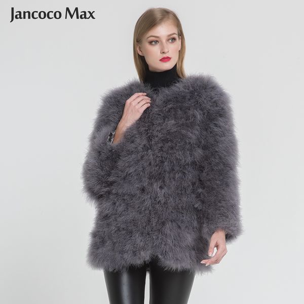 

new arrival women real ostrich fur long coat casual lady natural fur jacket turkey feather s7381 y190926, Black;brown