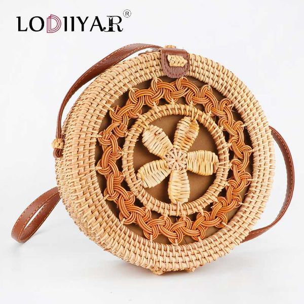 

woven rattan bag round straw shoulder bag women summer beach handbag messenger crossbody bags bohemia handmade straw handbags