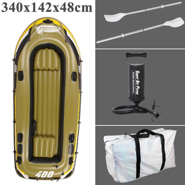 

fishman 4 person 340cm pvc thick inflatable boat inflatable kayak air cushion aluminium paddle pump dinghy air raft a06003