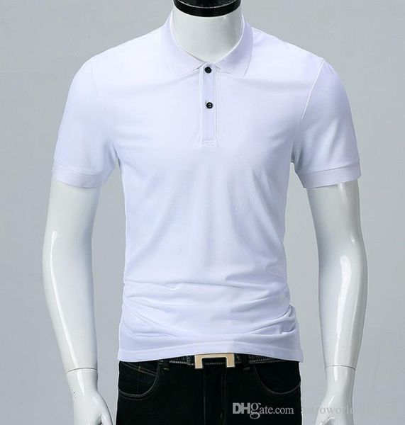

classical men polos summer solid white black turn down collar fashion all match polo shirts short sleeved