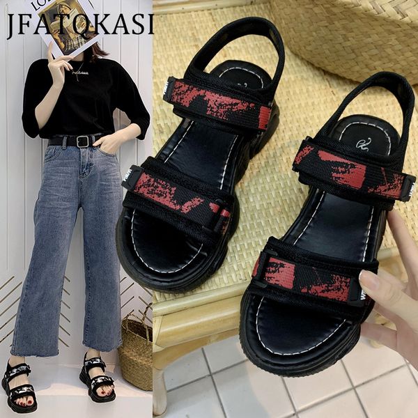 

sandals women summer flat peep toe sport shoes fashion casual female breathable beach bear sole, Black