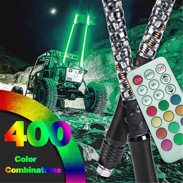 

3/4/5ft rgb waterproof bendable remote control multi-color led flagpole lamp light super bright whip light for suv atv utv, rzr