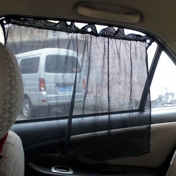 

1 pair black car sun shade curtain suction cup uv protection side window curtain