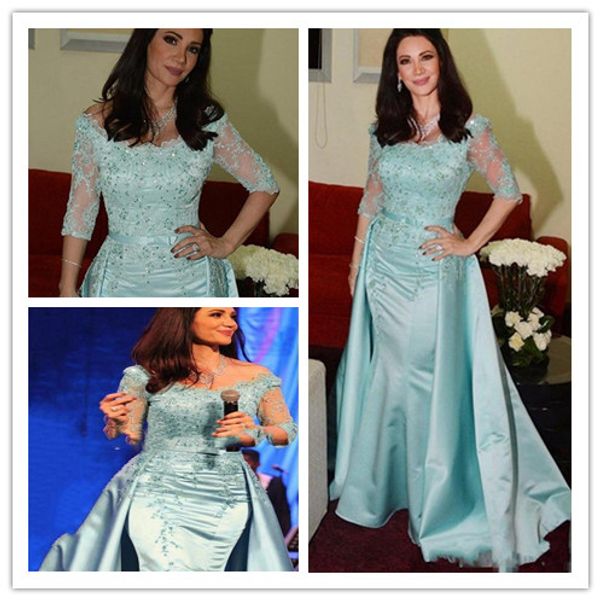 

light blue mother of the bride dresses scoop neck half sleeve lace beaded floor length satin mermaid mother's dresses wedding guest dre, Black;red