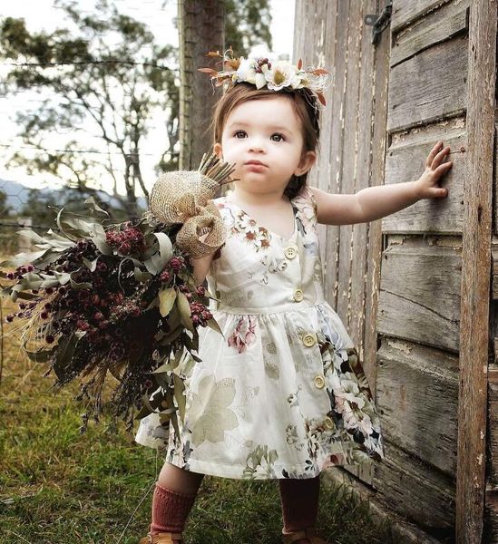 

new summer baby girls florals dress kids v neck sleeveless vest dress children flowers princess dresses 14558, Red;yellow