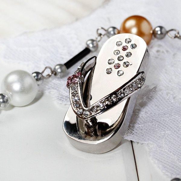 

marking gift usb flash drive 4gb-64gb mini slippe crystal necklace usb flash 2.0 memory drive stick pendrive 2018 new arrival
