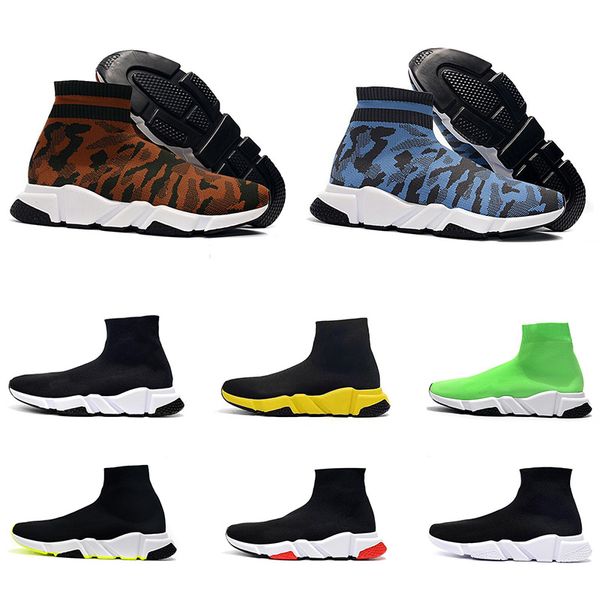 

2020 paris sock shoes casual shoe speed trainer sneakers speed trainer sock race runners black shoes men and women white shoe
