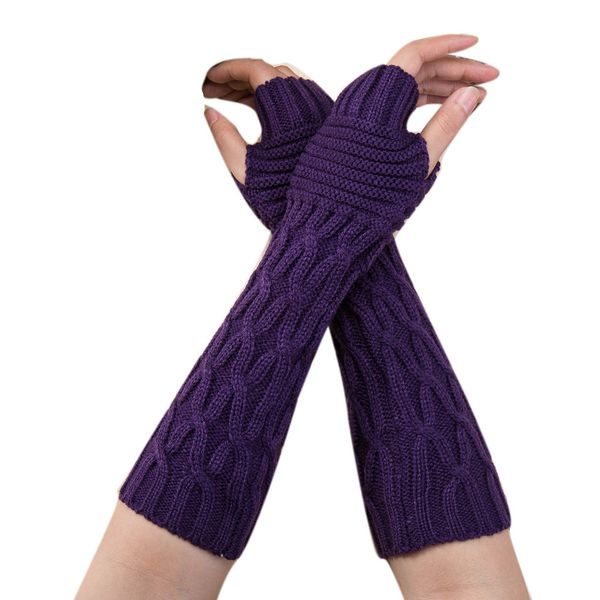 

fashion-women' winter glovesfashion women winter wrist arm warmer knitted long fingerless gloves mitten guantes, Blue;gray