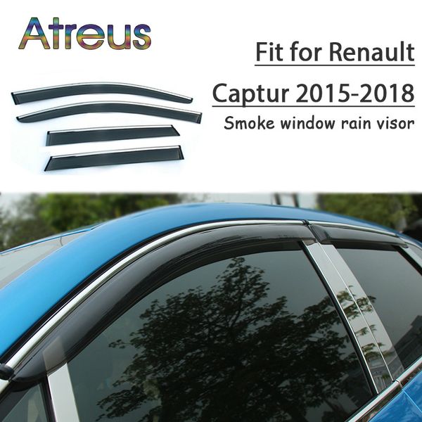 

atreus 1set abs rain smoke window visor car wind deflector for renault captur 2015 2016 2017 2018 styling accessories