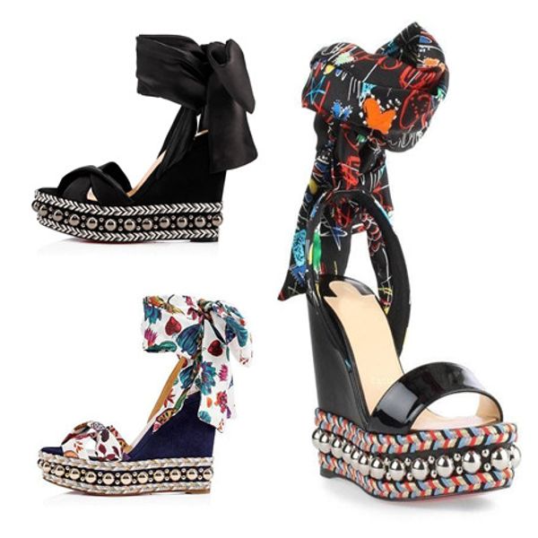 

excellent red bottom levantinana platefrom sandals wedges espadrilles woven ankle strap women wedge ladies gladiator sandals eur35-42, Black