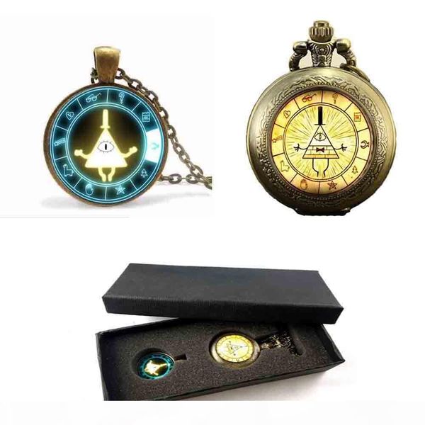 

whole salesteampunk gravity falls mabel pig bill cipher wheel friends gift pendant necklace pocket watch box 1pcs lot antique display, Silver