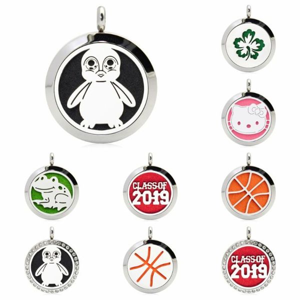 

2020 new basketball penguin 316l stainless steel 25mm essential oil diffuser locket perfume pendant necklace magnet 10pad random, Silver
