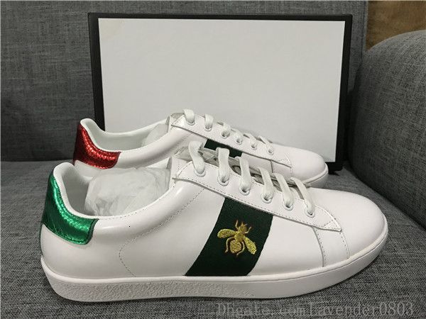 

discount lady fashion men women casual shoes italy designer sneakers shoes leather green red bee embroidered black tiger 35-46
