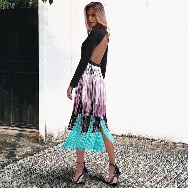 

платье sexy кисточки вечернее платье longuette, White;black