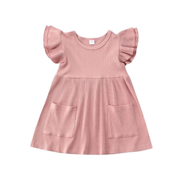 

1-4y toddler baby kid girls knitted ruffles dress summer children girls a line dress costumes, Red;yellow