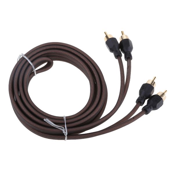 

car rca audio cable triple shielded spiral twisted dual male rca cable black