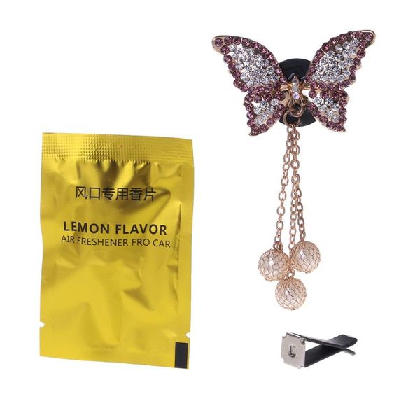 

car air vent perfume artificial crystal interior accessories cute butterfly shape air freshener solid fragrance car-styling w20