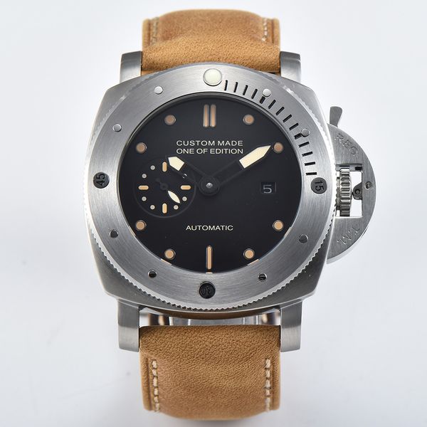 

oumashi luxury power reserve automatic mechanical men's watch 47mm pvd case waterproof leisure fashion super luminous watch men, Slivery;brown