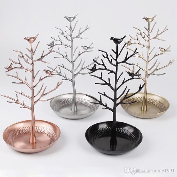 

new vintage bird tree shape necklaces earrings rings jewelry rack metal display shelf hanging ornaments stand racks