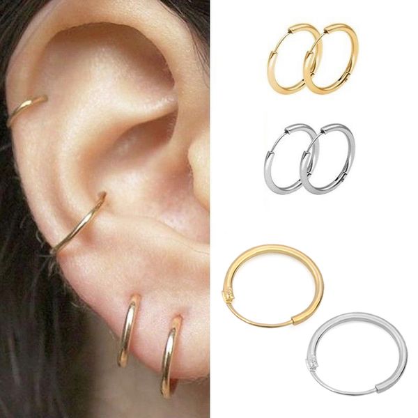 

3 pair/set fashion women girl simple round circle small ear stud earring punk hip-hop earrings jewelry 3 size, Golden;silver