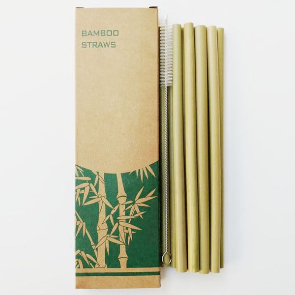 

19.5cm bamboo straws and cleaning brush reusable eco friendly handcrafted natural drinking straws