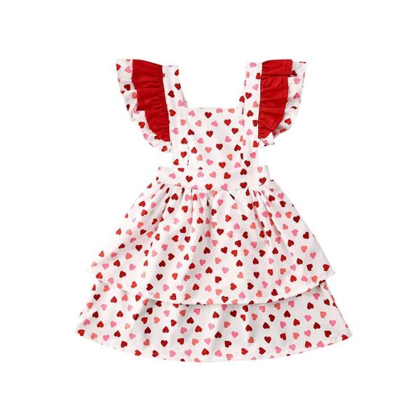 

new candy valentine day toddler kid baby girl clothes ruffle love dress party sundress, Red;yellow