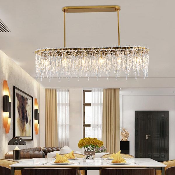 

beautiful luxury design rectangular chandelier led lamp ac110v 220v glass dinning room living room hanging lights