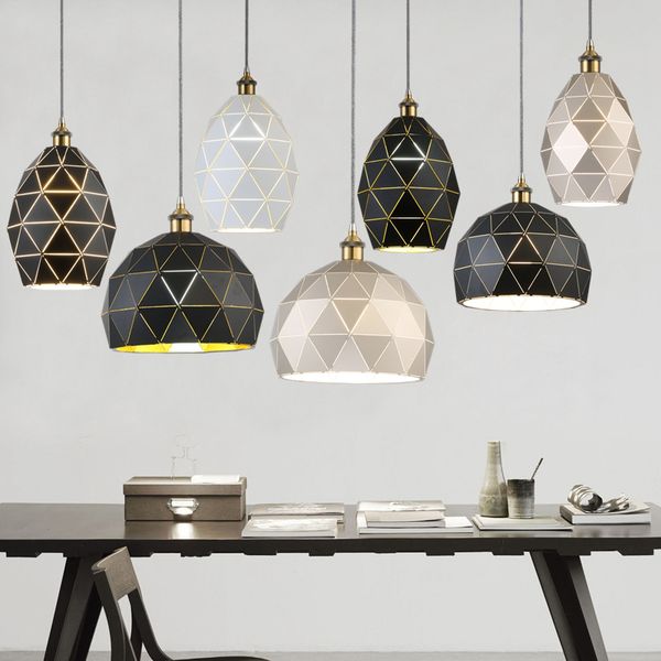 

modern pendant lights e27 loft light fixtures painted iron black white champagne pendant lamp for dining room l decor