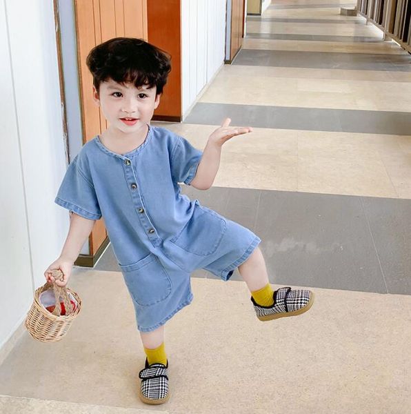 

2020 new style boys denim overalls summer fashion kids shorts 1-6t qh406, Blue