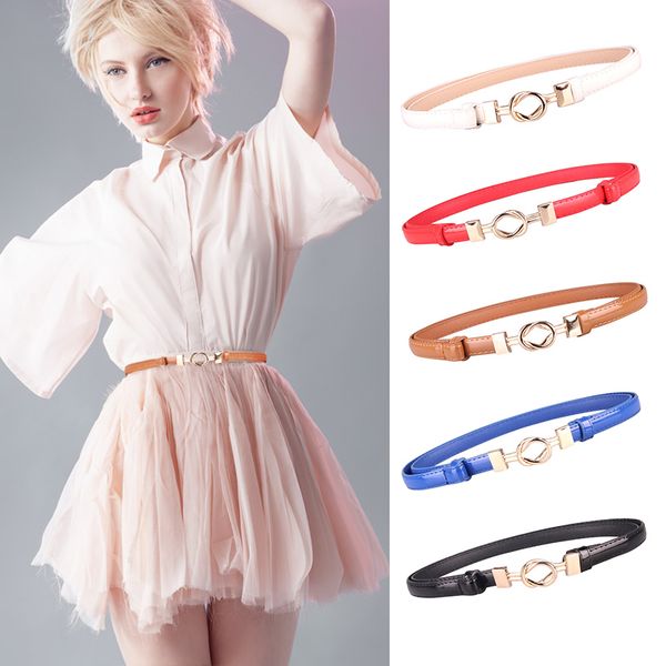 

stretch skinny ladies dress belt adjustable leather thin women waist belt black white blue elastic female strap ceinture femme, Black;brown