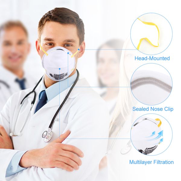 

8210 маски для лица 10 шт. / кор. pm2. 5 kn95 n95 8210 безопасность защитная маска дышащие пылезащитные маски анти-частицы анти-pm2. 5