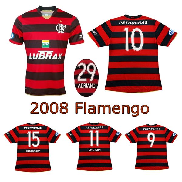 

2008 flamengo classic soccer jersey 08 09 flamengo home retro jersey adriano kleberson josiel vintage jersey old football shirt, Black;yellow