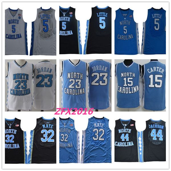 

ncaa north carolina tar heels 5 nassir little 32 luke maye 15 carter 23 michael 44 jackson college blue basketball jerseys stitched logos, Black;red