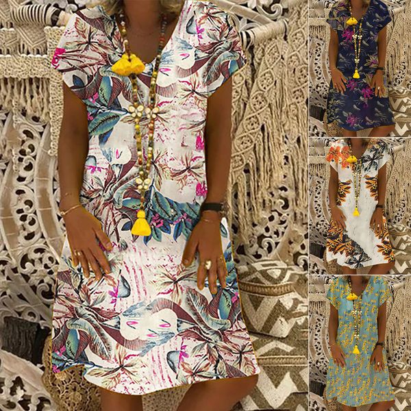 

summer women holiday beach bikini cover up boho casual party sun mini dress sundress