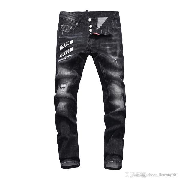 

brand jeans mens luxury designer jeans baggy biker high waisted ripped rock revival black skinny men jean jeckets long pants trousers 086, Blue