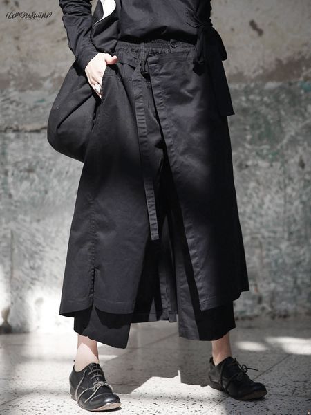 

new spring regular high elastic waist black loose vent loose long wide leg 2019 pants trousers women fashion tide ji084, Black;white