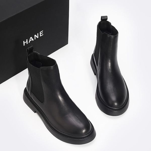 

boots women's ankle boots british style girls naked boot round toe winter shoes woman flat boot black