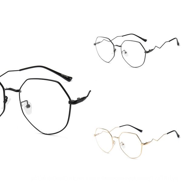 

irregular polygon plain mirror women's metal kick-off can irregular polygon frame be matched with myopia mirror personalized frame, Silver