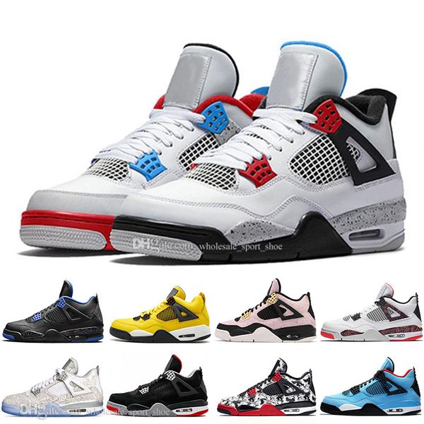 

2019 new bred 4 4s iv what the cactus jack laser wings mens basketball shoes denim blue eminem pale citron men sports designer sneakers, White;red