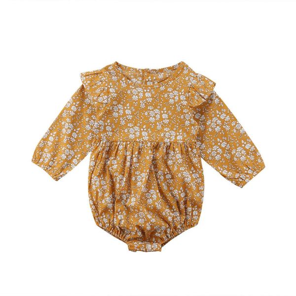 

newborn baby girls floral bodysuits kids girls ruffles bodysuit jumpsuit spring autumn baby clothes yellow 6m-3t, Blue