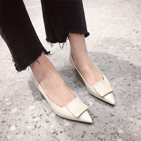 

women high heels female shoes classics basic pumps pointed toe slip on casual shoes spring autumn new arrival de tacones, Black