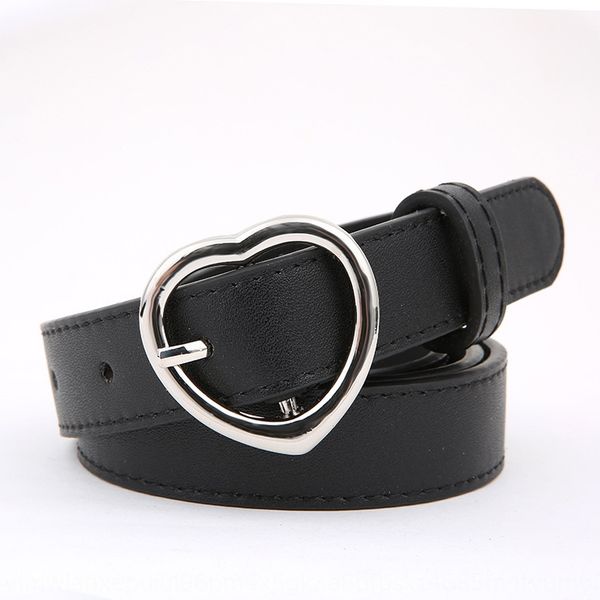 

harajuku heart ring love buckle pendant pendant belt wide black casual pu leather all-match pin buckle student belt, Black;brown