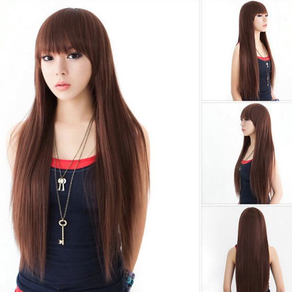 Hairpiece Transvestite Bangs Long Straight Hair Boys And Girls Long Hair Set Fashion Face Repair Hairstyle New Wig S Hair Wigs For Women From