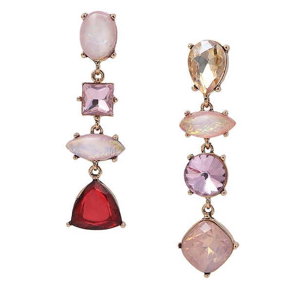 

bohemian geometrical colorful rhinestone long dangle drop earrings, Golden