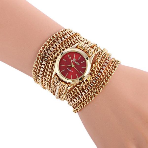 

bohemian style women bracelet quartz watches chain link wrap wrist watch quartz analog charming wristwatch clock reloj, Slivery;brown