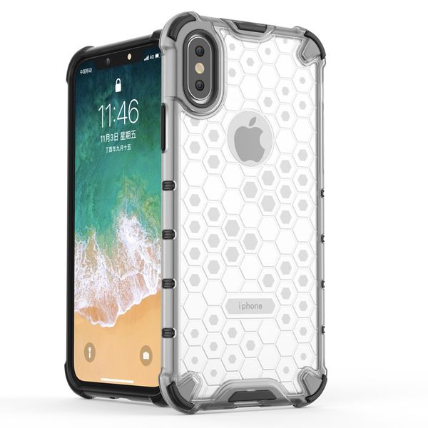 

гибридный tpu + pc броня чехол для iphone xs max xr xs x 7 8 6 6s plus honeycomb clear противоударный чехол для iphone 11 pro max 11 pro