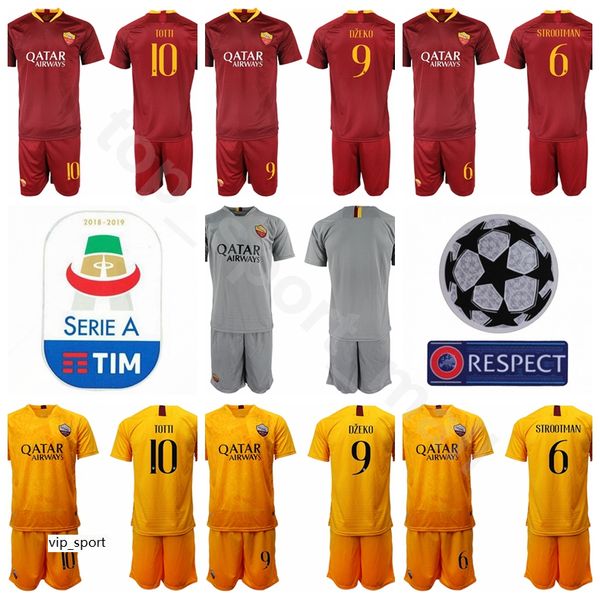 

fc as roma 10 francesco totti jersey men soccer 9 edin dzeko 16 daniele de rossi football shirt kit custom name number, Black;yellow