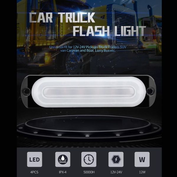 

6-led car truck side marker lamps work flash light bar waterproof blue+red 18w