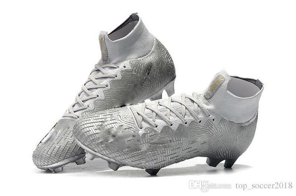 

full silver 100% original soccer cleats mercurial superfly vi 360 elite fg soccer shoes ronaldo football boots