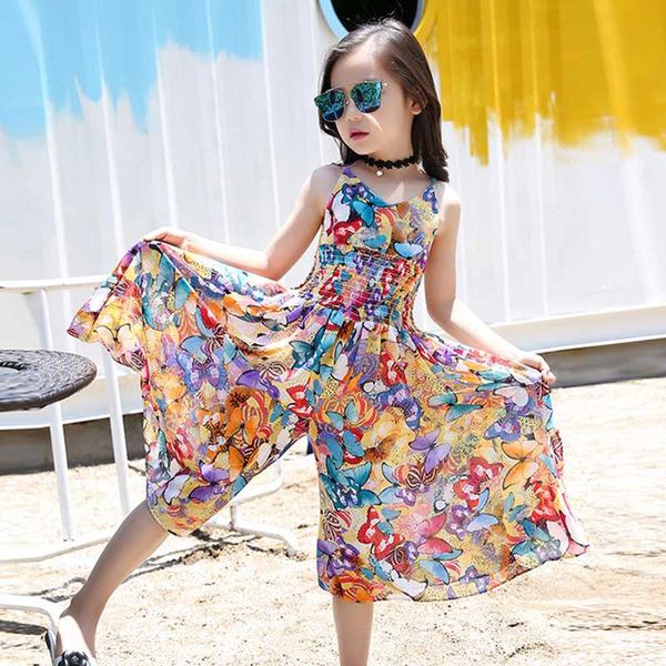 

комбинезон для девочек дети девочка-подросток пляжа пуловеры брюки летние каникулы широкие ноги брюки одежда для детей повседневный комбинез, Blue